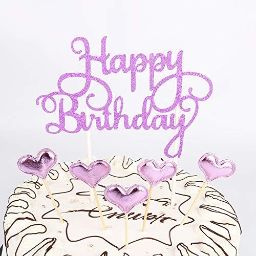 Purple Happy Birthday Cake Toppers letters"happy birthday "and love star,Party