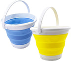 SAMMART 5.5L (1.4 Gallon) Collapsible Plastic Bucket - Foldable Round Tub - Portable Fishing Water Pail - Space Saving Outdoor Waterpot (Lemon + Baby Blue (Set of 2))