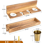 UPTRUST Wall Mount Hair Tool Organizer, Set of 2 Layer Rustic Wooden Dryer Holder Rack, Product Organizer Tray for Dryer with 4 Hooks