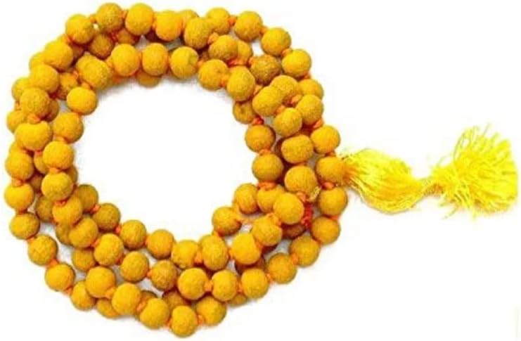 Haldi Turmeric Japa Mala 108+1 Beads – Natural Turmeric Prayer Rosary for Meditation, Mantra Chanting, Yoga & Spiritual Practice | Hindu Pooja Mala for Peace, Energy & Devotional Prayer