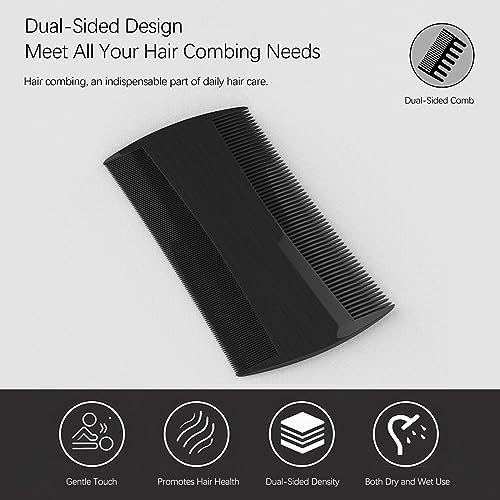 5 Pack Double-Sided Pocket Comb for Hair, Beards & Mustaches | Fine & Coarse Teeth, Everyday Comb For Detangling Knots, Beard Care & Grooming