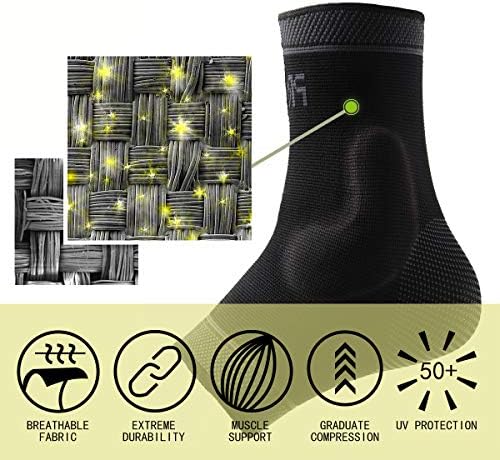 Adjustable Foot Socks, Ankle Brace Compression Support Sleeve with Silicone Gel, Arch Support - Boosts Recovery from Joint Pain, Sprain, Plantar Fasciitis (Black-XLarge)