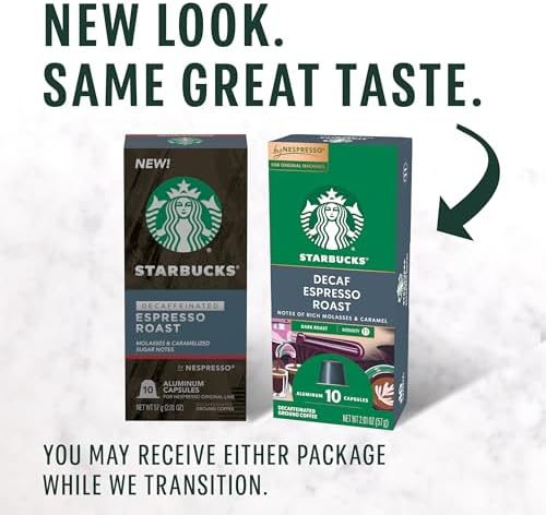 Starbucks by Nespresso Original Line, Decaf Espresso, Dark Roast, 50-count Espresso Pods