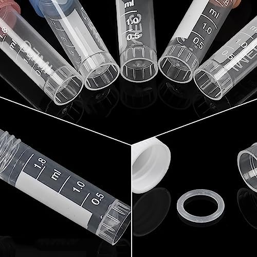 Cryogenic Vials 2ml - Cryo Tubes with Screw Caps - Self Standing Cryogenic Vial (2ml-Orange/(500pcs))