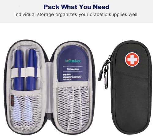 MEDMAX Insulin Pen Cooler Travel Case with 2 Reusable TSA Approved Ice Packs - Portable Insulated Diabetic Medication Organizer Carrying Cooling Bag for Insulin Pen and Other Diabetic Supplies