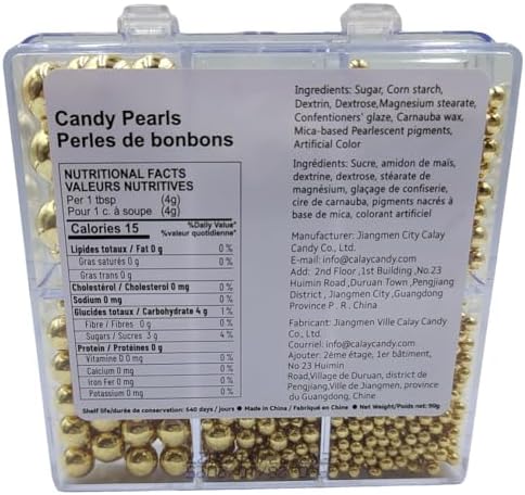 Gold Pearl Sprinkles for Cake Decorating, 4 Sizes Mix Size Sugar Pearls for Cupcake Topper, Ice Cream, Donuts, Baking Decoratings (2mm, 4mm, 7mm, 10mm)