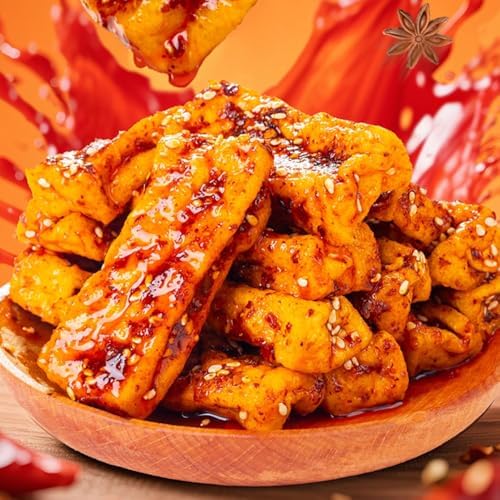 Dried tofu ,Spicy dried tofu（3.52oz/100g）, ready to eat spicy tofu in open bags, snacks and office snacks