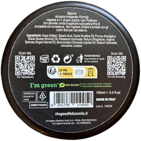 The Goodfellas’ Smile AMBER FOUGERE (Lavender & Sandalwood) Italian Shaving Soap – Classic Tallow Croap for Use with Shaving Brush, Razor & Traditional Wet Shave