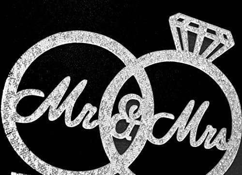 Mr & Mrs Cake Topper ,Bride and Groom Cake Topper, Wedding Anniversary Rings , Engagement Party Decorations (Silver)