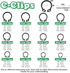 330PCS Snap Rings Assortment Kit, E Clips Assortment Kit (2MM-12MM) and C Clips Assortment Kit (5MM-16MM), 24 Sizes External Retaining Rings Carbon Steel Circlip Snap Ring Kit