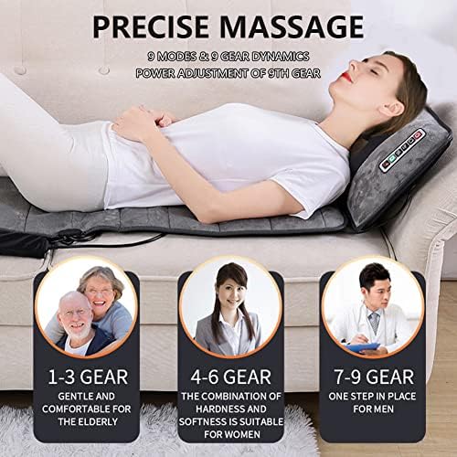 Full Body Massage Mat with Heat 20 Neck Shiatsu Kneading Massage Heads, Multifunctional Electric Heated Massage Chair Back Pad for Back Lumbar Leg Pain Relief