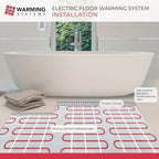 15 Sqft 120V Electric Radiant Floor Heating Mat – Includes Heating Mat, Programmable Thermostat, Thermostat Floor Sensor, Installation Monitor and Under Tile Heater
