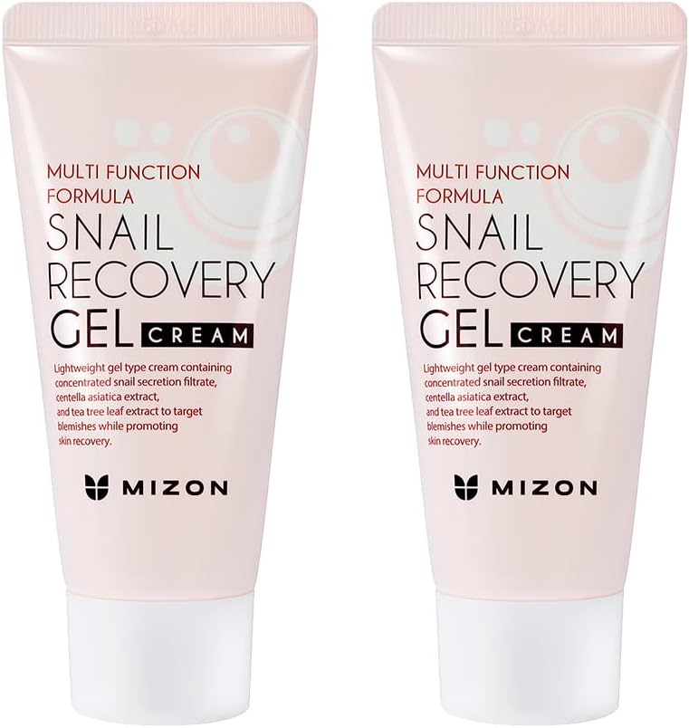 MIZON Set of Two Snail Recovery Gel Cream Snail Mucin for Fine Lines Skin Elasticity Moisture Fragrance-Free Korean Skincare(45ml 1.52 fl.oz -Pack of 2)