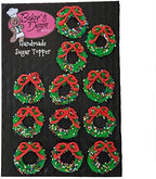 Christmas Wreath 12 pc Edible Royal Icing Cupcake Topper by BakersDozenToGo (Choose Style Below)