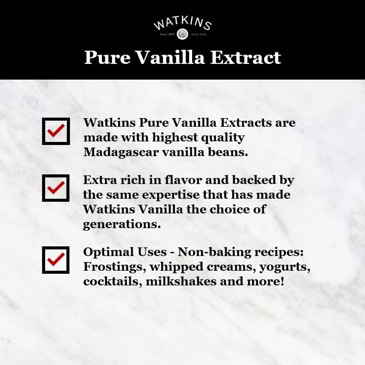 Watkins Pure Vanilla Extract, Non-GMO, Kosher, 8 oz Bottle, 1-Pack