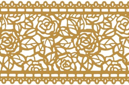 Large Pre-Made Ready to Use Edible Cake Lace Rose Blossom Golden 14-inch 10-piece Set