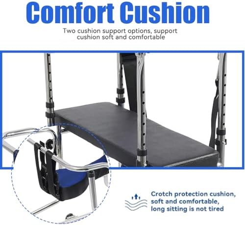 Adult Walker for Seniors Hemiplegia Rehabilitation Standing Frame, Lower Limb Training Walking Aid with Seat and Wheels, Adjustable Height for 59-71 Inch Adults
