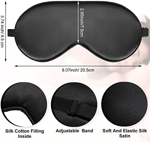 20 Pieces Silk Sleep Mask Eye Mask with Adjustable Strap Sleeping Cover Eye Cover Blindfold for Women Men Sleeping Travel(Black)