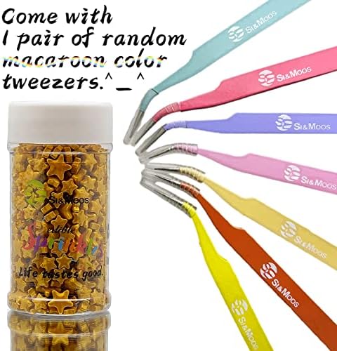 SE Si&Moos Gold Star Sprinkles for Cake Decorating Star Cake Decorations Large and Small Edible Gold Stars, Shower Party Birthday Halloween Christmas Supplies 3 OZ with Tweezers