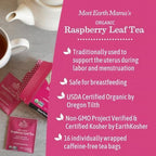 Earth Mama Organic Red Raspberry Leaf Tea | Labor Prep & Menstrual Support Herbal Tea, Pregnancy & Postpartum Care Recovery | 32 Teabags | Caffeine Free & Non-GMO