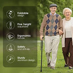 Folding Cane, Walking Poles with Adjustable Height, Canes for Men, Women and for The Elderly, Aids for People WithLlimited Mobility(Black)