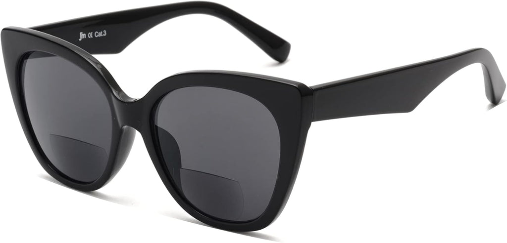 JM Classic Bifocal Reading Glasses Oversized Cateye Stylish Sunglasses Readers for Women