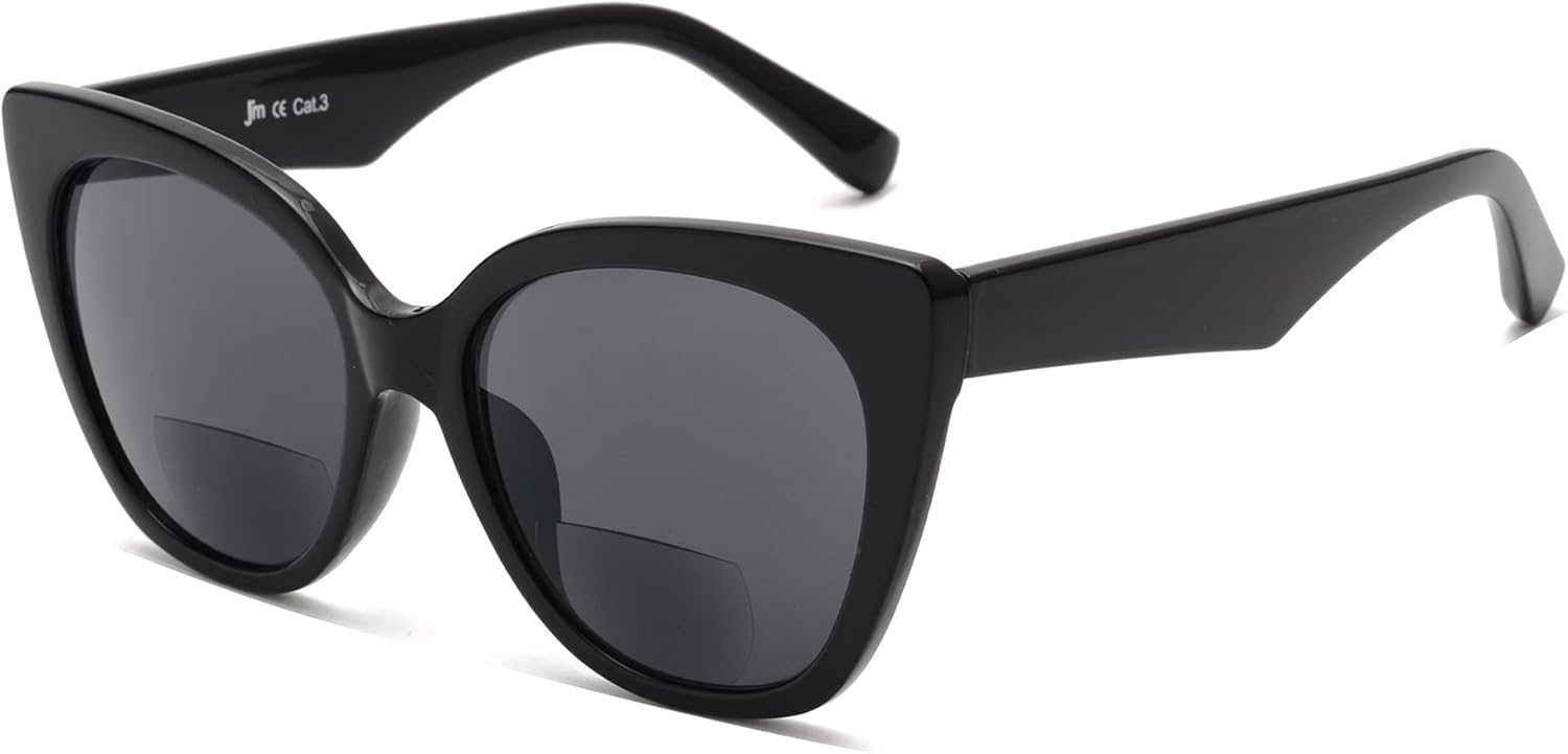 JM Classic Bifocal Reading Glasses Oversized Cateye Stylish Sunglasses Readers for Women