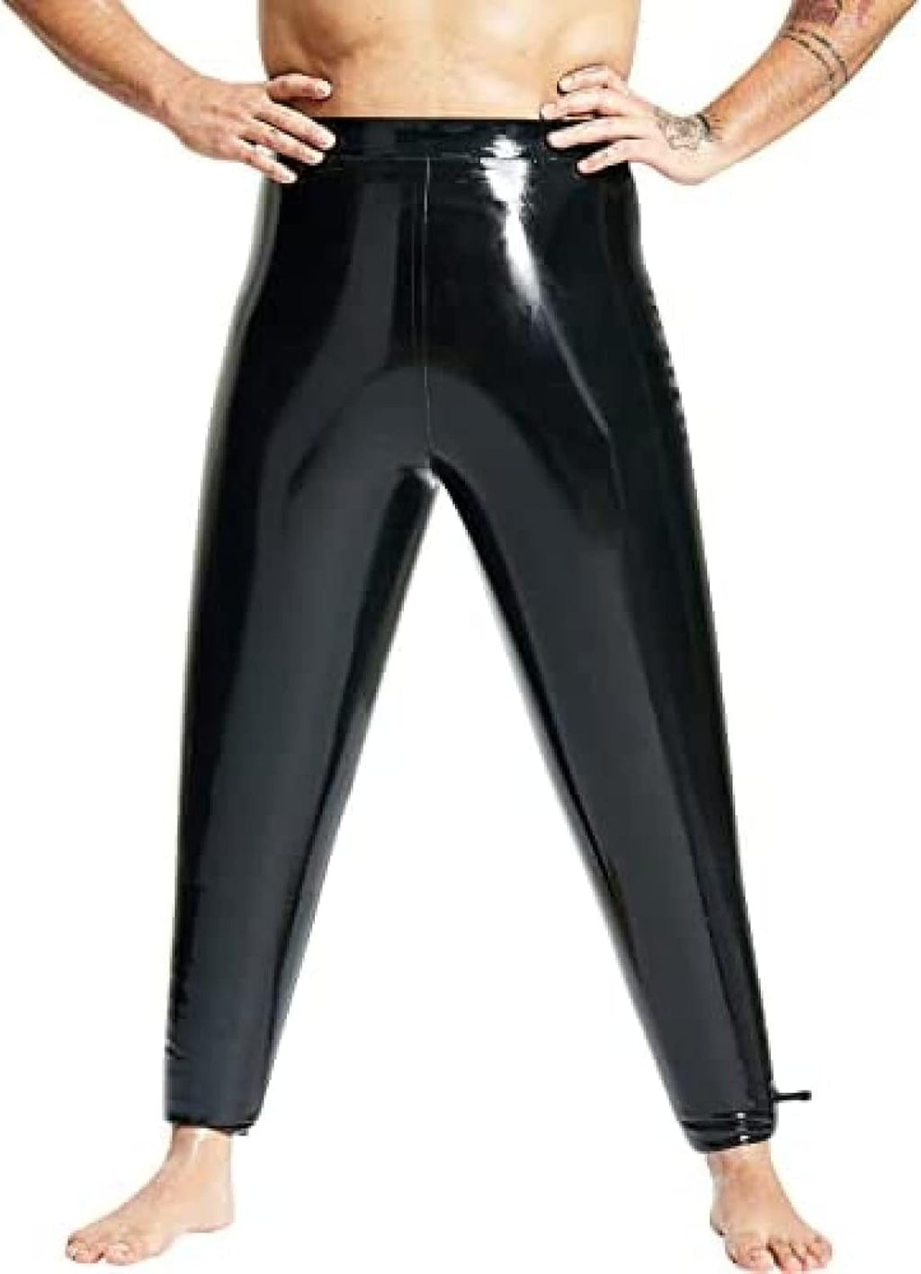 Black Inflatable Sexy Latex Legging with Nozzles at Bottom Rubber Pants Trousers,Custom Color,X-Large