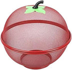Apple-Shaped Fruit Basket Mesh Fruit Holder Covered Fruit Bowl for Kitchen Counter Mesh Fruit Holder Fruits Storage Drain Basket Vegetable Storage Holder for Fruits & Vegetables (Red)