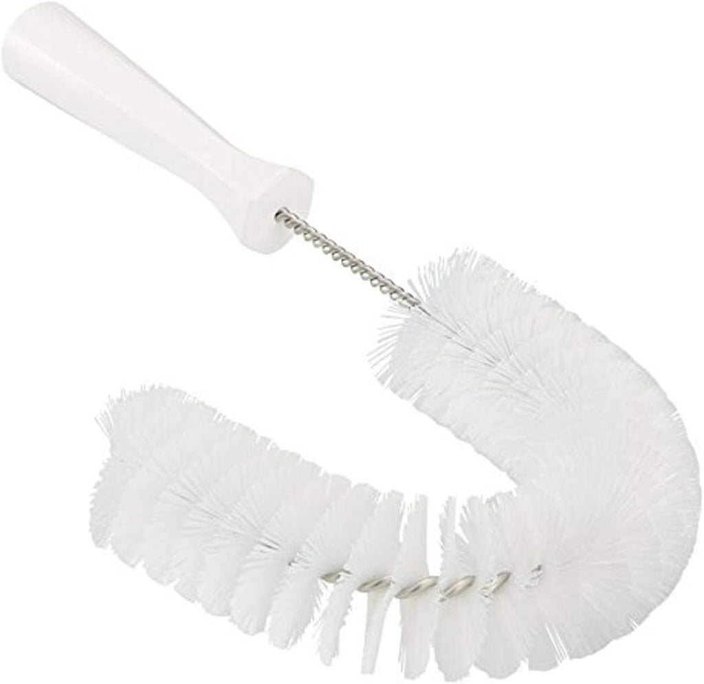 Vikan 53725 Hook Brush - 14.17-Inch Curved BPA-Free Pipe, Tube, and Gutter Cleaner, Compatible with Vikan Extension Poles, White