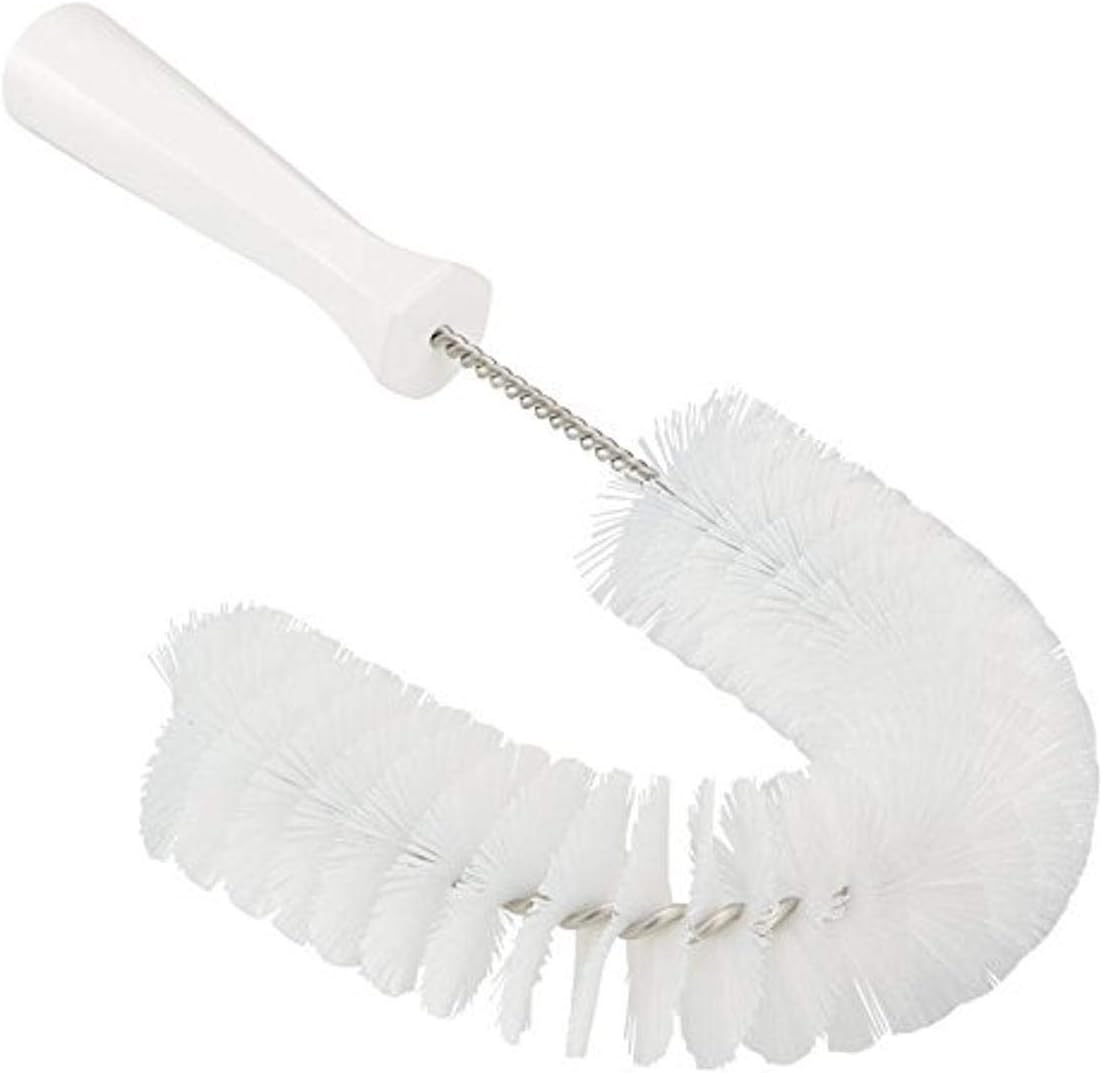 Vikan 53725 Hook Brush - 14.17-Inch Curved BPA-Free Pipe, Tube, and Gutter Cleaner, Compatible with Vikan Extension Poles, White