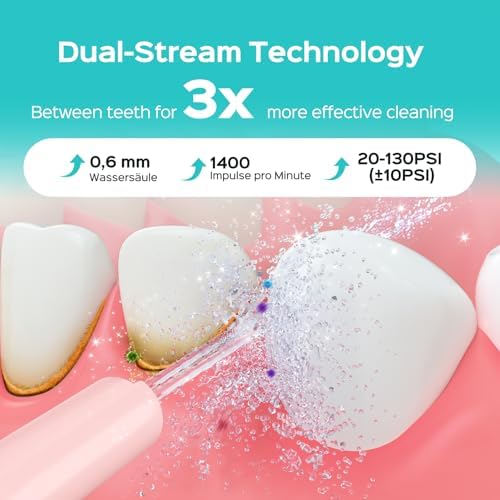 COSLUS C50 Portable Water Flosser for Teeth: 4 Modes & 5 Intensity Levels Professional Electric Dental Pick for Sensitive Gums, Braces & Orthodontic - Cordless for Travel Use, BPA-Free