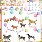 Weysat 37 Pcs Dog Birthday Party Decorations, Puppy Cake Cupcake Toppers with Mini Hats Miniature Flags Gift Boxes Balls Figure Models for Dog Puppy Themed Party Supplies for Adults