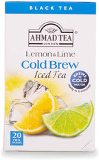 Ahmad Tea Black Tea, Cold Brew Lemon and Lime Teabags, Iced Tea, 20 ct (Pack of 6) - Caffeinated and Sugar-Free