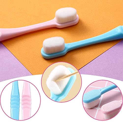 Boao 4 Pcs Soft Bristle Toothbrush Nano Toothbrush Ultra Soft Brush Manual Brush with 20, 000 Bristles for Sensitive Teeth Adult(Pink, Blue, Black, White)