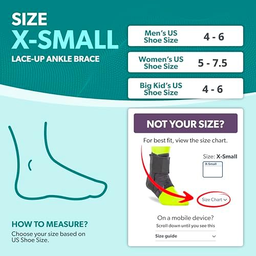BraceAbility Lace Up Kids Ankle Brace - Pediatric Figure 8 Sprained Foot Support Wrap for Active Youth, Children in Sports, Basketball Protection, Gymnastics, Soccer, and Volleyball (XS)