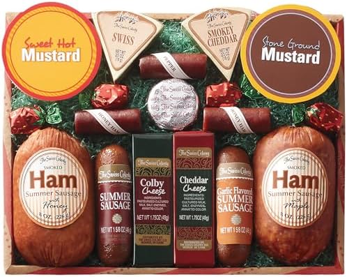 The Swiss Colony 14 Country Favorites Gift Box Assorted Summer Sausage Meats and Cheeses, Mustards, Candies, Charcuterie Food Box for Holiday or Thank You Gifts Adults, Women, Men, Charcuterie Boards