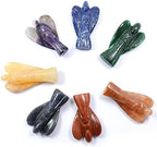 Jet 7 Chakra Agate Angels Set -Reiki Healing - Meditation- 7 Chakra Gifts - Healing Agate Crystals Angels Holistic Balancing Polished Agate Stones Set of 7 - Reiki - Metaphysical - Crafting