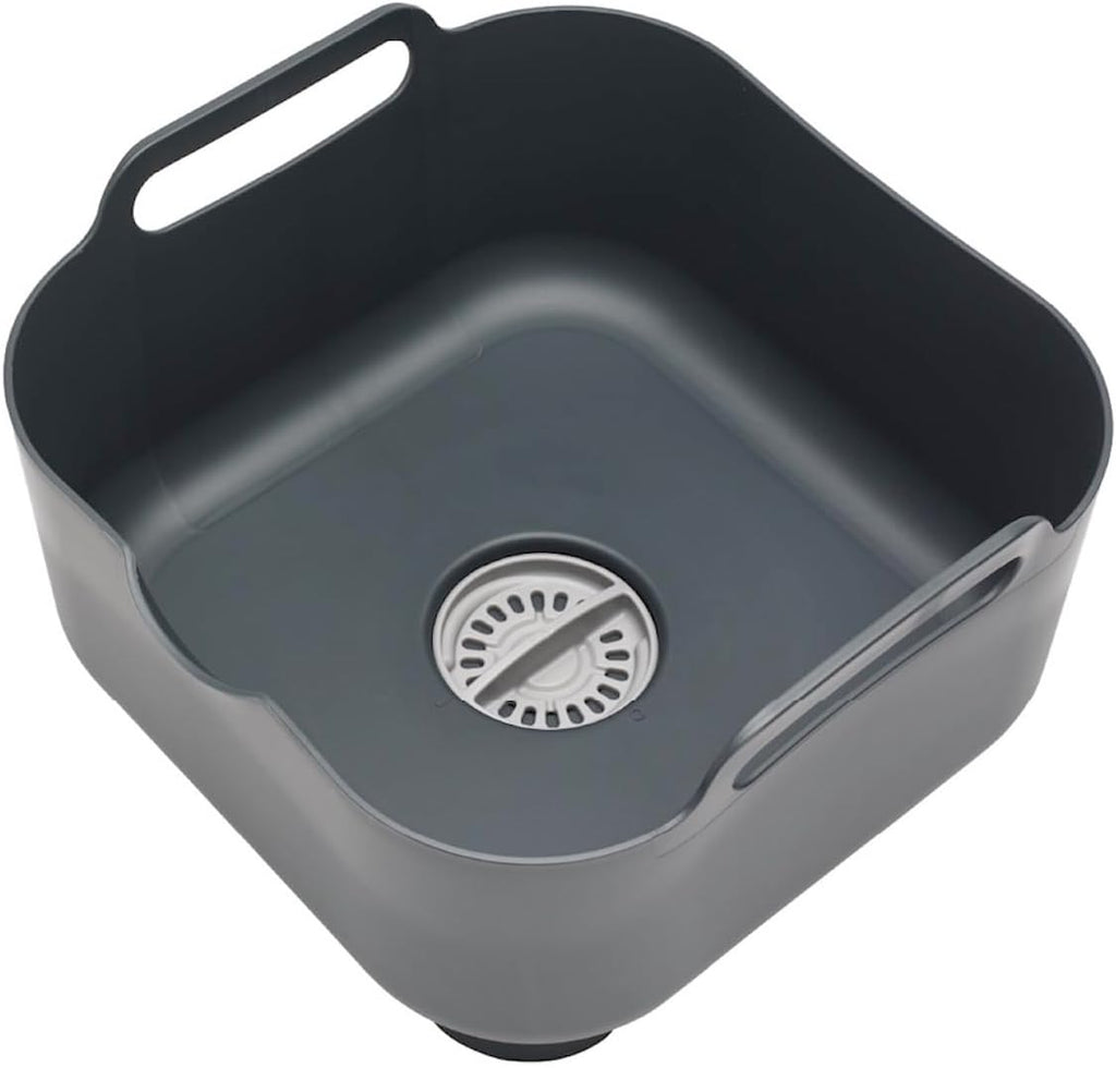 ReBorn - Recycled Washing Up Bowl - Kitchen Dish Wash & Drain - Large Carry Handles - Integrated Plug - Useful Pour Spout - 9 litres Capacity - Made in Britain (Grey)