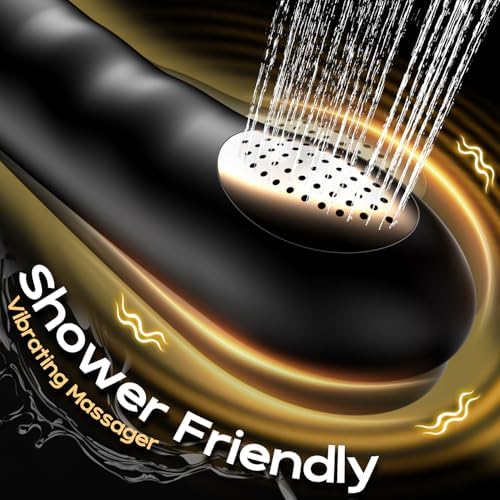 Black Vibrating Prostate Massager Shower Enema Sex Toy, Anal Vibrator Wand Male Prostate Toy for P Spot and G Spot, Vibrating Butt Plug Dildo Adult Anal Sex Toys for Men, Women, Gays