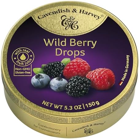 Cavendish & Harvey | Wild Berry Hard Candy Drops | 5.3 Ounce Tin - 4 Pack