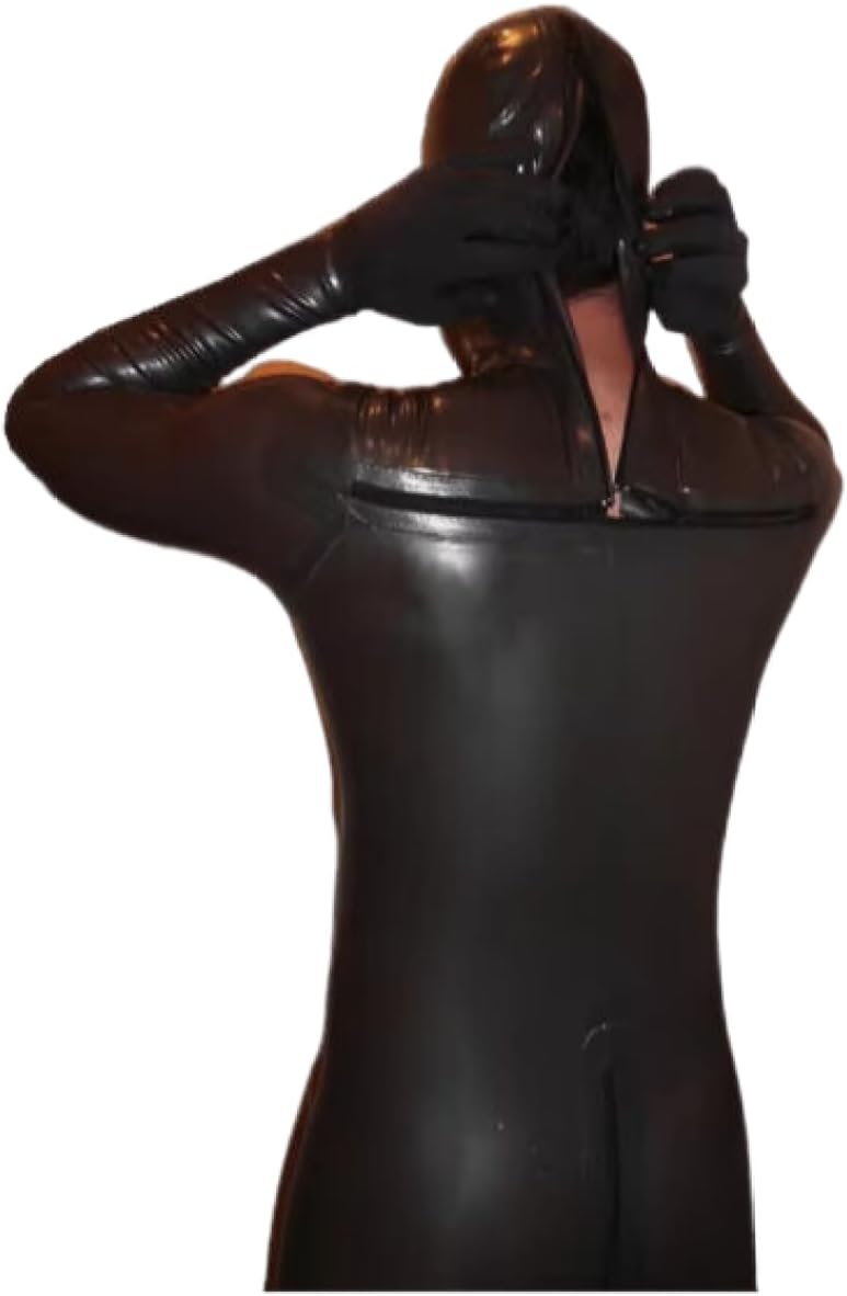 Sexy Latex Gummi Men Full Cover Suit Catsuit Rubber Bodysuit With Special Back Zip Jumpsuit Clothing