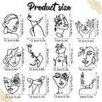 12 Pcs Acrylic Lady Face Cake Topper Minimalist Art Happy Birthday Cake Toppers Women Wedding Cake Decoration for Wedding Birthday Party (Black)