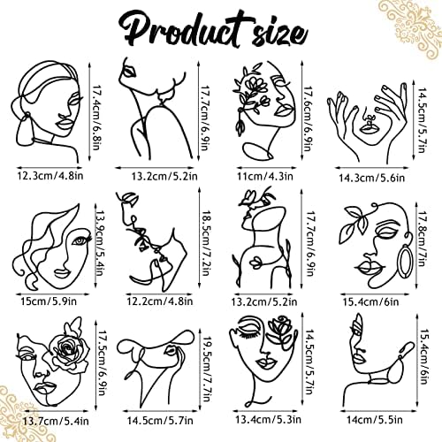 12 Pcs Acrylic Lady Face Cake Topper Minimalist Art Happy Birthday Cake Toppers Women Wedding Cake Decoration for Wedding Birthday Party (Black)