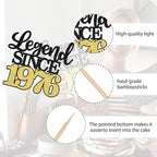 1 PCS Legend Since 1976 Cake Topper Black Gold Glitter Fifty Happy 50th Birthday Cake Pick Cheers to 50 Years Cake Decoration for 50th Birthday Wedding Anniversary Party Decorations Supplies