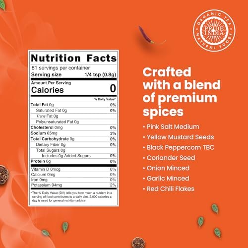 Pride of India Everyday Seasoning | Tangy Spicy All Purpose Mix for Chicken Vegetables Mushrooms Fritters | Non-Bioengineered Vegan Gluten Free | Convenient Grinder Cap Jar - 2.3 oz (65 gm)