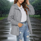 GOHRSHA Packable Rain Jacket Women Waterproof with Hood Lightweight Breathable Windbreaker Active Windproof Raincoat