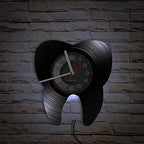 12 Inch Dental Tooth LED Wall Clock with 7 Luminous Modes, Modern Decorative Analog Vinyl Record Wall Clock Silent Quartz Non Ticking for Dental Clinic Office Decor Dentist Doctors Gifts
