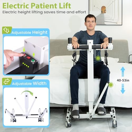 Electric Patient Lift Transfer Chair - Folding Portable Handicap Lift for Home/Car/Bathroom,260LBS Capacity Upgrade Electric Transfer Lift for Seniors