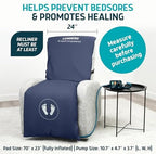 Lunderg Alternating Air Pressure Pad for Recliner Chair - Pressure Relief Cushion Topper for Recliner - Bed Sore Prevention - Medical Grade Mattress Pad, Cover & Quiet Pump - Home or Hospital (Blue)